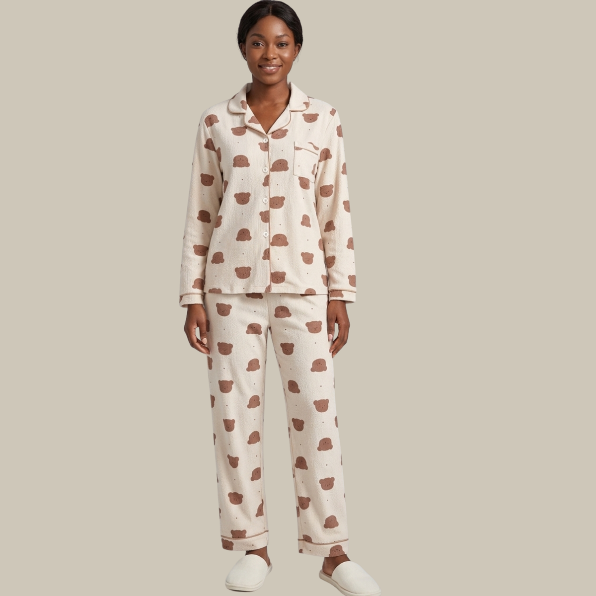 pijama manga comprida; pijama; pijama feminino; pijama de inverno; pijama de botão