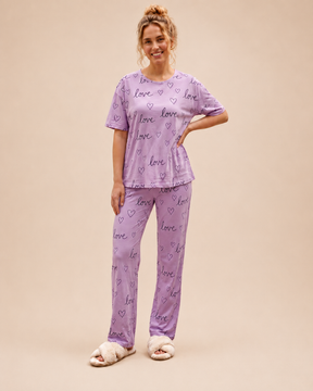 Pijama Feminino Longo Coração